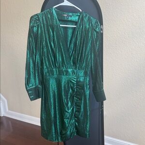 Maje Green Metallic Midi Dress